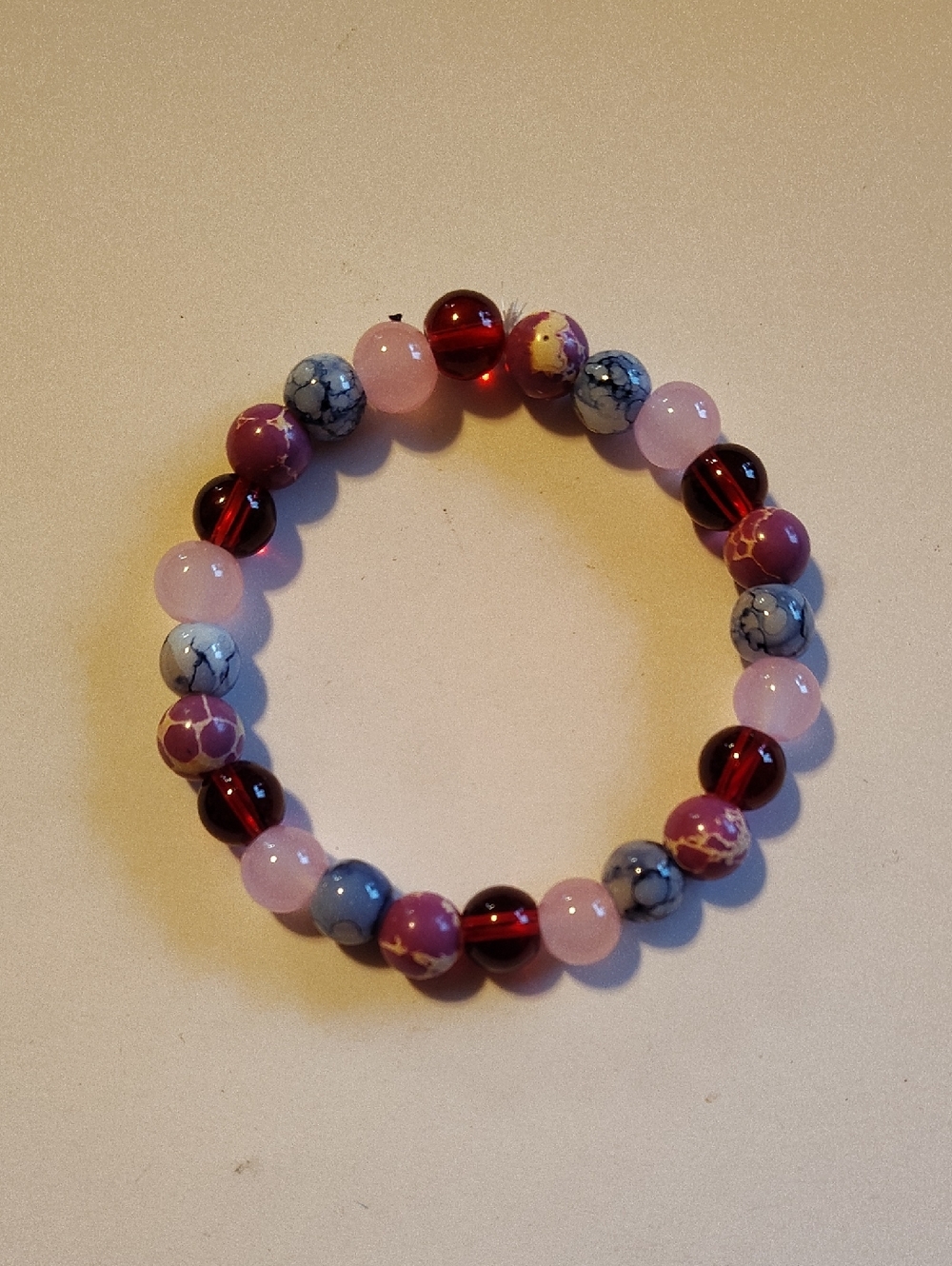 Multicolor Beaded Stretch Bracelet - Pink, Purple, Blue, Red